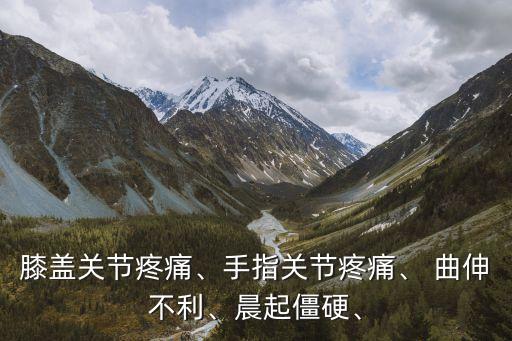 膝蓋關(guān)節(jié)疼痛、手指關(guān)節(jié)疼痛、 曲伸不利、晨起僵硬、
