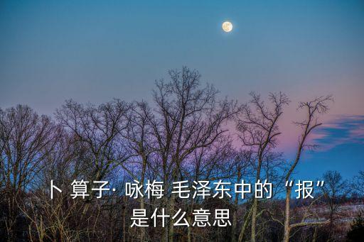 卜 算子· 詠梅 毛澤東中的“報(bào)”是什么意思