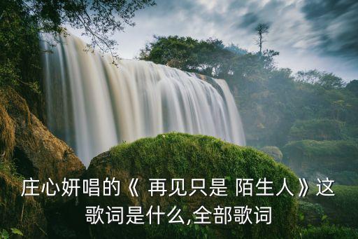 再見陌生人,再見只是陌生人歌詞