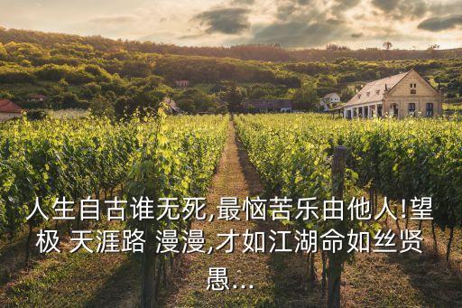 人生自古誰無死,最惱苦樂由他人!望極 天涯路 漫漫,才如江湖命如絲賢愚...