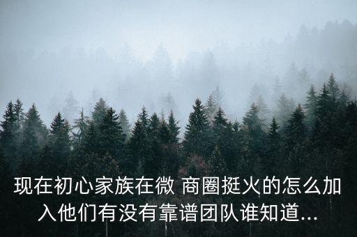 現在初心家族在微 商圈挺火的怎么加入他們有沒有靠譜團隊誰知道...
