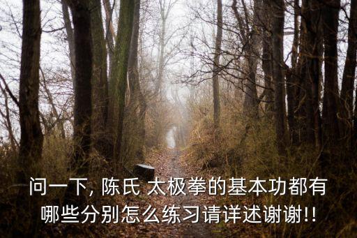 陳氏太極拳基礎入門,陳氏太極拳基本功有何介紹?