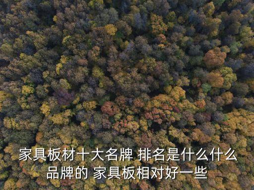  家具板材十大名牌 排名是什么什么品牌的 家具板相對好一些