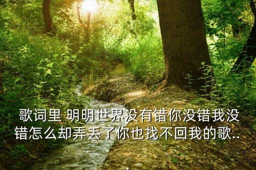  歌詞里 明明世界沒有錯(cuò)你沒錯(cuò)我沒錯(cuò)怎么卻弄丟了你也找不回我的歌...