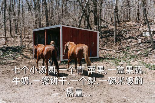 七個小湯圓,一個青 蘋果,一盒果蔬牛奶,一袋餅干,一個梨,一碗米飯的 熱量...