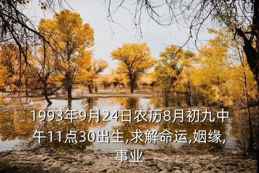 1993年9月24日農(nóng)歷8月初九中午11點30出生,求解命運,姻緣,事業(yè)