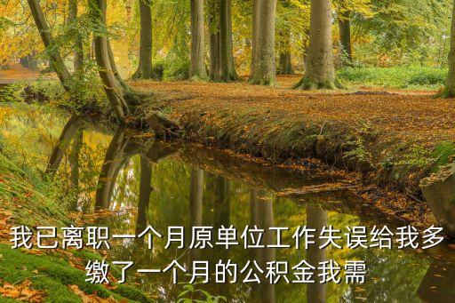我已離職一個月原單位工作失誤給我多繳了一個月的公積金我需