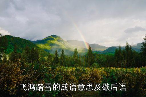 飛鴻踏雪的成語意思及歇后語