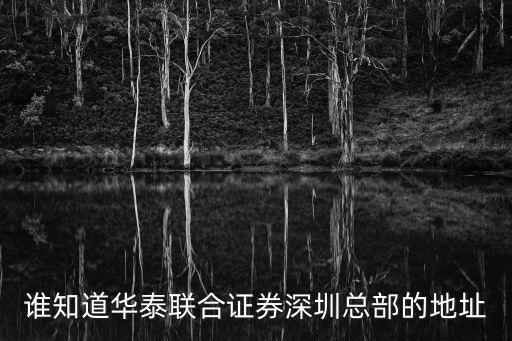 誰知道華泰聯合證券深圳總部的地址