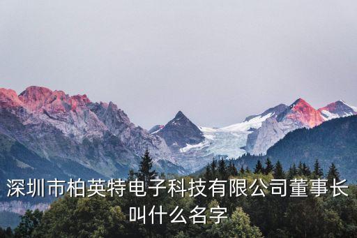 深圳市柏英特電子科技有限公司董事長(zhǎng)叫什么名字