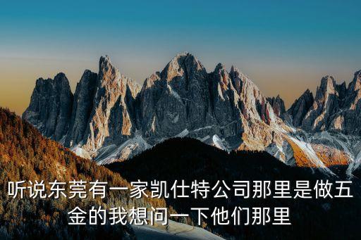 聽說東莞有一家凱仕特公司那里是做五金的我想問一下他們那里