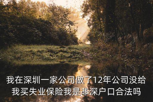 我在深圳一家公司做了12年公司沒給我買失業(yè)保險(xiǎn)我是非深戶口合法嗎