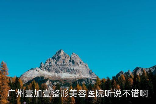 廣州壹加壹整形美容醫院聽說不錯啊