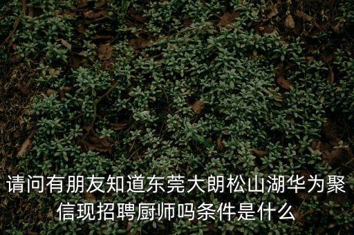 請問有朋友知道東莞大朗松山湖華為聚信現招聘廚師嗎條件是什么