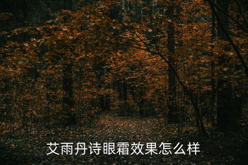 艾雨丹詩眼霜效果怎么樣