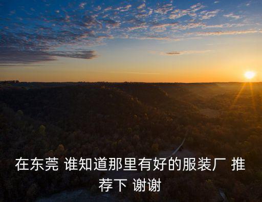 在東莞 誰知道那里有好的服裝廠 推薦下 謝謝