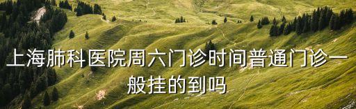 上海市肺科醫(yī)院便民門診時(shí)間，上海肺科醫(yī)院周六門診時(shí)間普通門診一般掛的到嗎