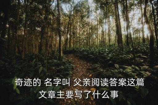  奇跡的 名字叫 父親閱讀答案這篇文章主要寫了什么事