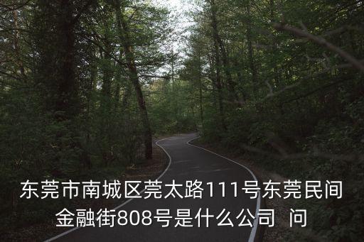 東莞市南城區莞太路111號東莞民間金融街808號是什么公司  問