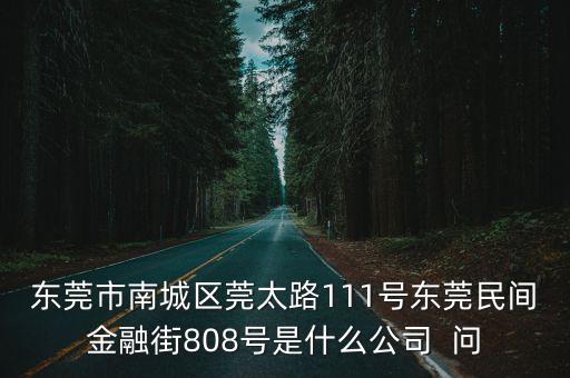 東莞市南城區莞太路111號東莞民間金融街808號是什么公司  問