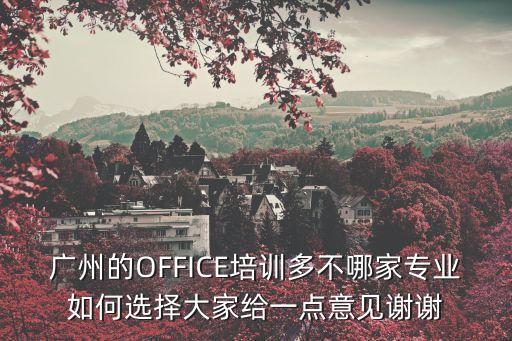 廣州的OFFICE培訓多不哪家專業如何選擇大家給一點意見謝謝