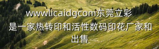 wwwlicaidgcom東莞立彩 是一家熱轉印和活性數碼印花廠家和出售