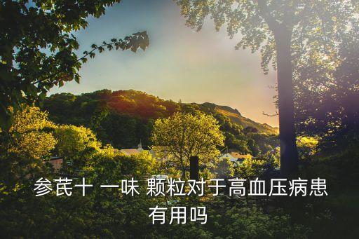  參芪十 一味 顆粒對于高血壓病患有用嗎