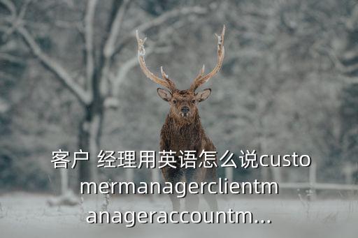 客戶經(jīng)理英文,正解大客戶經(jīng)理職位英文縮寫如何說?