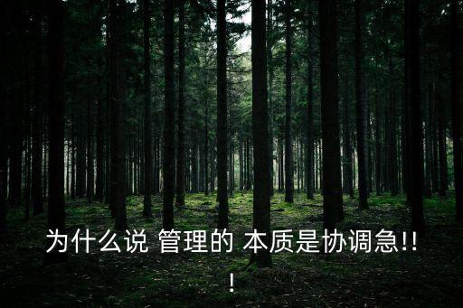 為什么說 管理的 本質是協調急!!!