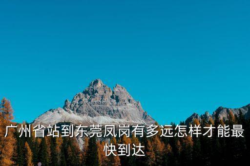 廣州省站到東莞鳳崗有多遠怎樣才能最快到達
