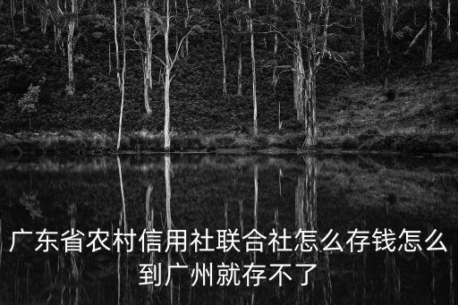 廣東省農村信用社聯合社怎么存錢怎么到廣州就存不了