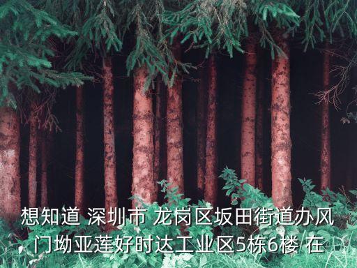 想知道 深圳市 龍崗區(qū)坂田街道辦風(fēng)門坳亞蓮好時達(dá)工業(yè)區(qū)5棟6樓 在
