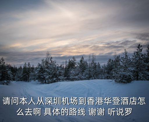 請問本人從深圳機場到香港華登酒店怎么去啊 具體的路線 謝謝 聽說羅