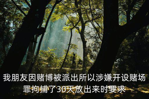 我朋友因賭博被派出所以涉嫌開設賭場罪拘捕了30天放出來時要求