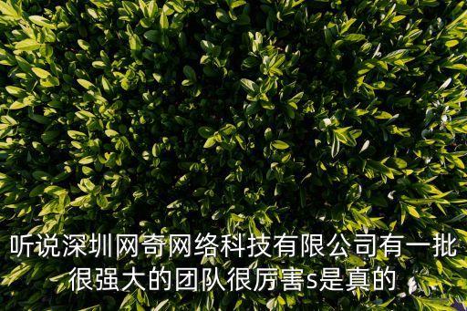 聽(tīng)說(shuō)深圳網(wǎng)奇網(wǎng)絡(luò)科技有限公司有一批很強(qiáng)大的團(tuán)隊(duì)很厲害s是真的