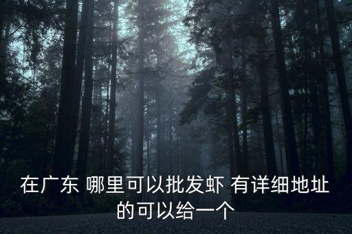 在廣東 哪里可以批發蝦 有詳細地址的可以給一個