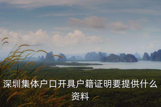 深圳集體戶的戶籍證明，深圳集體戶口的戶籍證明怎么開