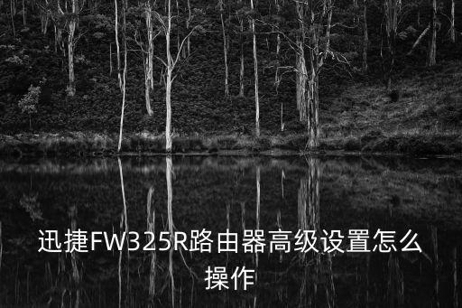 迅捷FW325R路由器高級設置怎么操作