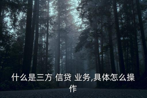 什么是三方 信貸 業(yè)務(wù),具體怎么操作