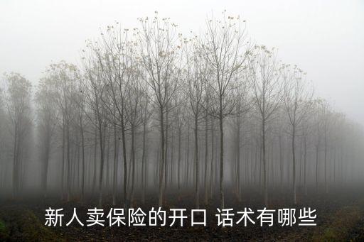 新人賣保險的開口 話術(shù)有哪些