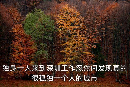 獨身一人來到深圳工作忽然間發現真的很孤獨一個人的城市