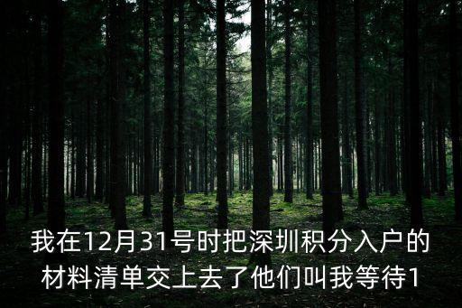 我在12月31號時把深圳積分入戶的材料清單交上去了他們叫我等待1