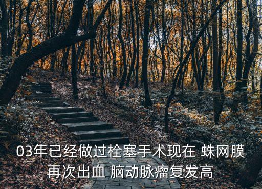 03年已經(jīng)做過栓塞手術(shù)現(xiàn)在 蛛網(wǎng)膜再次出血 腦動脈瘤復(fù)發(fā)高