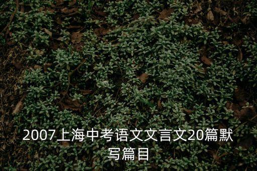 2007上海中考語文文言文20篇默寫篇目