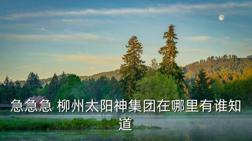 急急急 柳州太陽神集團(tuán)在哪里有誰知道