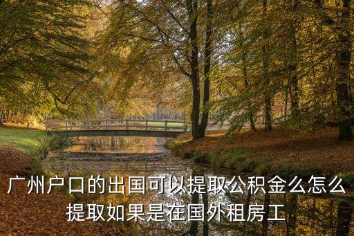 境外人員 住房公積金 廣州，廣州戶口的出國(guó)可以提取公積金么怎么提取如果是在國(guó)外租房工