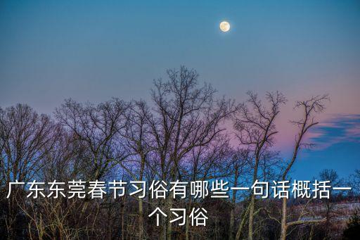 廣東東莞春節(jié)習(xí)俗有哪些一句話概括一個(gè)習(xí)俗
