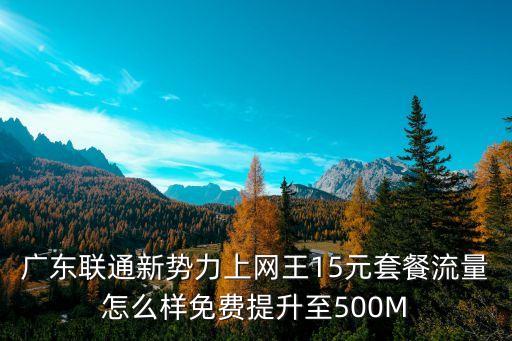 廣東聯(lián)通新勢力上網王15元套餐流量怎么樣免費提升至500M