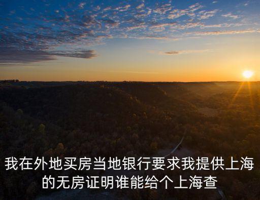上海市無房證明查詢，我在外地買房當?shù)劂y行要求我提供上海的無房證明誰能給個上海查