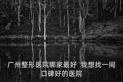 廣州整形醫(yī)院哪家最好  我想找一間口碑好的醫(yī)院